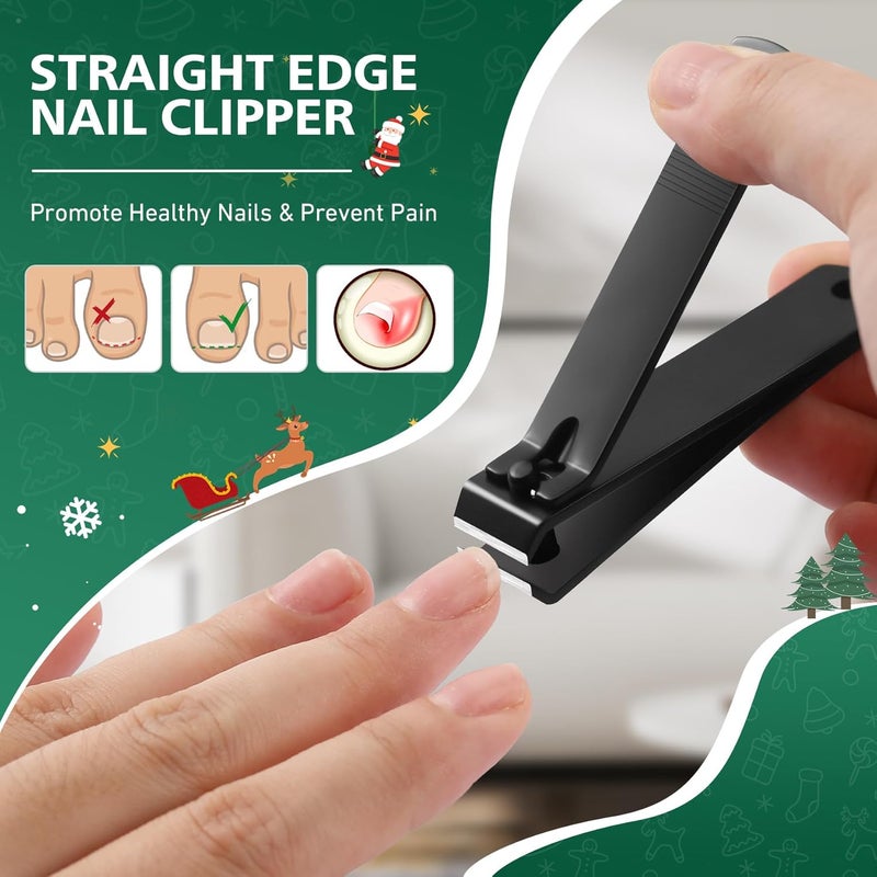 Baluca Straight Toenail Clippers for Thick Nails | Heavy Duty Toenail Clippers for Seniors & Adults | Flat Edge Nail Clipper with Protective Case | Ideal Christmas Stocking Stuffers for Men & Women - Image 2